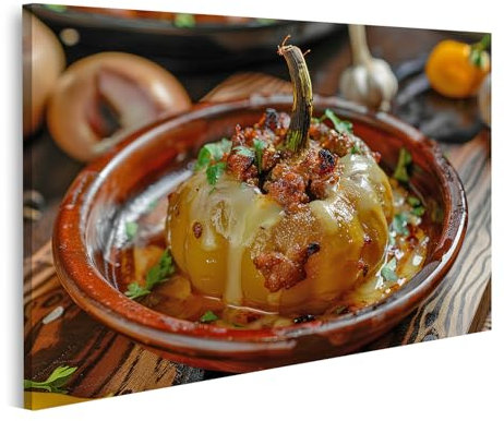 islandburner Prime Image sur toile Poivrons farcis avec viande hachée, fromage, persil, gros plan garni assiettes fondues, images murales poster