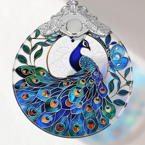 Pfau Buntglas-Ornament – Weihnachtsbaumdekoration, Pfauen-Ornamente für Urlaubsgeschenke