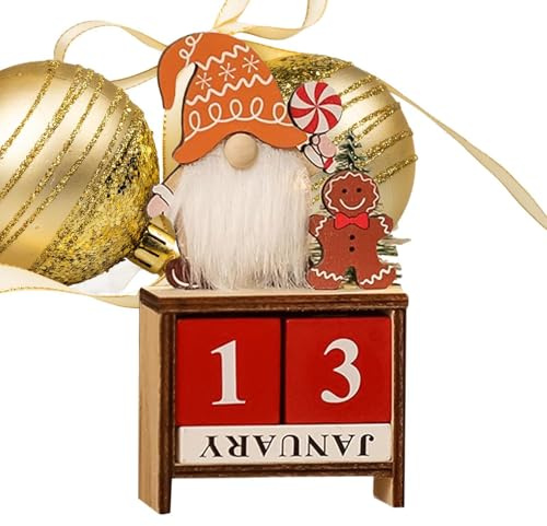 Calendario Blocco generico | Decorazione natalizia in piccoli blocchi di legno | Centri tavolo di Natale 5.91x3.54x1.18 pollici, decorazione calendario 'Avvento multifunzionale per tavolino da