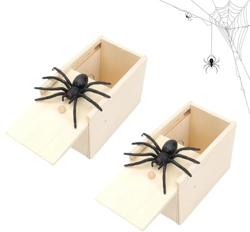 2 Stücke Scherzartikel Spinne in Box Spider Box Prank Scherzartikel Spinne Spinne Box Streich Spider Scare Box für Kinder Erwachsene Party