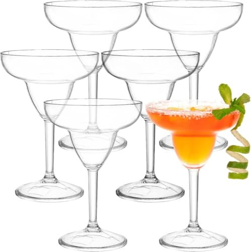 FOOLS ALIBAI 6 elegantes vasos de cóctel de plástico para margaritas (280 ml), resistentes y reutilizables, vasos de Martini Daiquiri para bodas, cumpleaños, Navidad y fiestas al aire libre