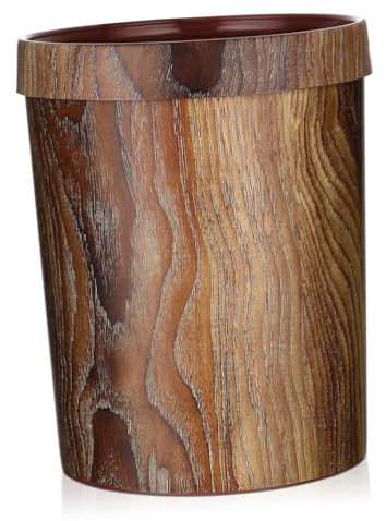OKUMEYR Plastikdose Kreativbehälter Küchenmülleimer Holzmaserungsbehälter Retro-mülleimer Imitiert Massivholz Mülleimer Für Haushalt Küche Schranktüren Mit Druckring-design Aus Pp-material