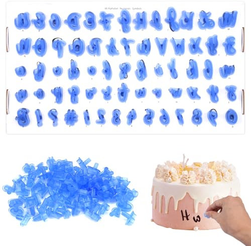 66 Piezas Cortadores Fondant para Decoracion de Tartas, Moldes Letras Fondant Cortador Fondant Letras, Letras Cortador Fondant Galletas Moldes, Cortadores de Galletas Reutilizables para Pasteles