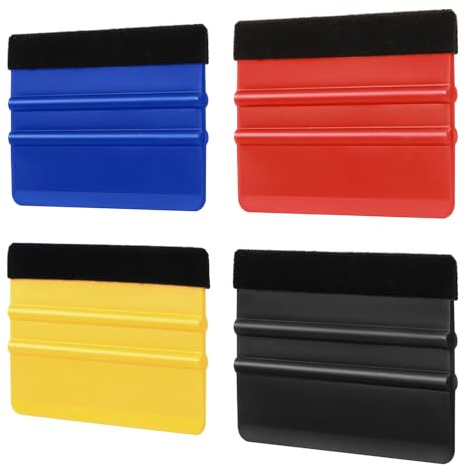 4 Stück rakel für folie,kunststoffspachtel für folienrakel,folierungs werkzeug,rakel set filzrakel werkzeug,auto fensterfolie scheibentönungsfolie rakelset,indow filzkante spachtel tasche squeegee