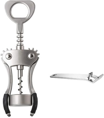 Wintem Metal Corkscrew 19.5 x 6.5 cm – Ergonomic Shape for Comfortable and Safe Grip – Compatible with All Bottles Even Those with Crown Caps – Easy to Carry and Store