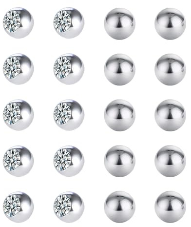 Besyvvin 25er Piercing Kugeln 1,6mm Silber Ersatzkugel Edelstahl Schraubkugel 4mm 5mm 6mm für Piercing Nase Bauchnabel Zungen
