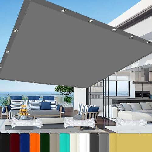 Impermeable Toldo 1 x 2.5 m Resistente Al Agua con Ojales y Cuerdas Rayos UV HDPE Toldo Vela Sombra Vela Toldos para Jardín Terraza, Gris Claro