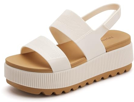 Julyrose Women's Platform Comfortable Chunky Wedge Sandals Lightweight Water-Friendly Lug Sole Summer Beach Sandals for Women