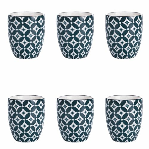 Villa d'Este Home Tivoli 1996 Lot de 6 tasses à café 90 ml en grès, décor géométrique, Confusion