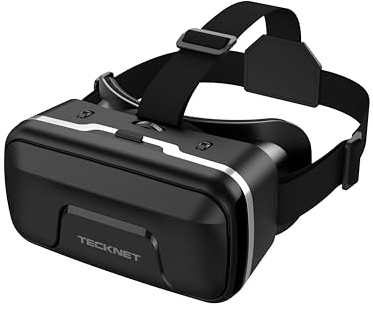 TECKNET VR Headset for Phone, Virtual Reality Headsets with HD 110°FOV Anti-Blue Light Lenses & Adjustable Gears, 3D VR Headset for Kids Compatible iPhone Samsung Android 4.7-7.2 （Black）