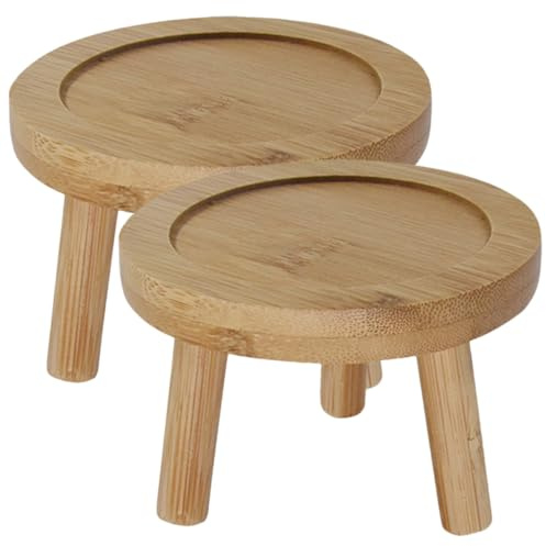 JOINPAYA Sottovaso in bambù per Piante 2 Pezzi Vassoio Rotondo Portatile per Fioriere Sottovaso per Cactus e Facile da Pulire per Ed Esterni