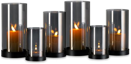 Staymoment 6er Set Windlicht Glas, Windlichter Outdoor | Tischdeko, Windlichter Schwarz, für Teelichter & Kleine Stumpenkerzen, Modern Deko für Wohnzimmer, Badezimmer, Terrassen