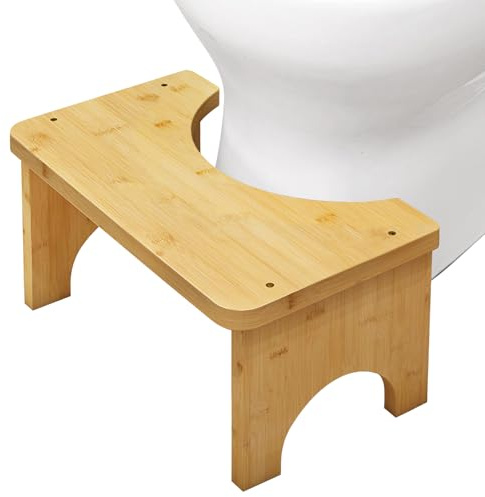 BORDEAG Sgabello Da Toilette,37 * 20 * 17CM Poggiapiedi Per WC,Poggiapiedi Adulti Per WC,Sgabello Per WC In Legno Per Adulti E Bambini,Anti-Stitichezza,Contro La Flatulenza(Colore Legno)