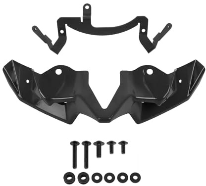 Fiakaon Moto Parabrezza Cupolino Viti Kit Spoiler Anteriore Adatto per Kawasaki Z900 Z 900 2020-2024 2023 Sport Naked Downforce Winglet Kit alettoni aerodinamici Spoiler(Glossy Black)