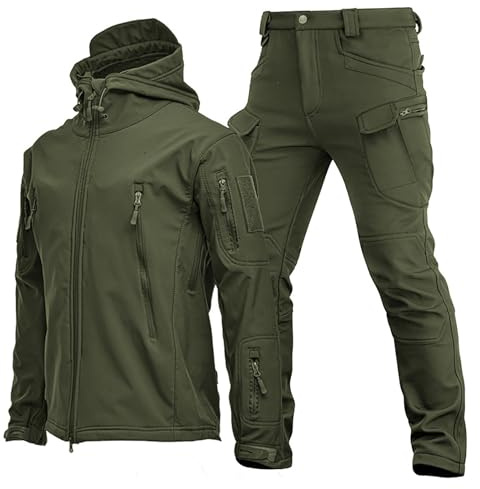 Zanisouta Herren Militär Anzug Armee Kampfanzug Militärische 2 Teilig Windjacke Tactical Übergangsjacke Combat Regenjacke Taktische Cargohose Warm Winter Uniform Set Outdoor Jagdbekleidung