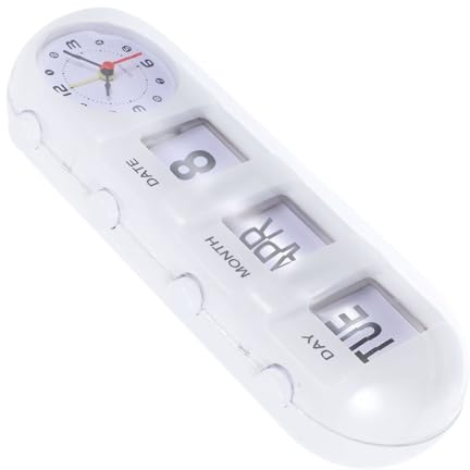 HAMPPLIES Calendario perpetuo con orologio manuale flip Orologio da scrivania con data digitale Decorazione da scrivania multifunzionale per ufficio e interno bianco