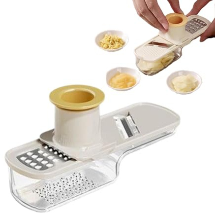 Mini Garlic Slicer,3-in-1 Multi-Functional Garlic Slicer & Grater Cutter with Container,Safe Ergonomic Handle for Easy Squeeze and Cleaning