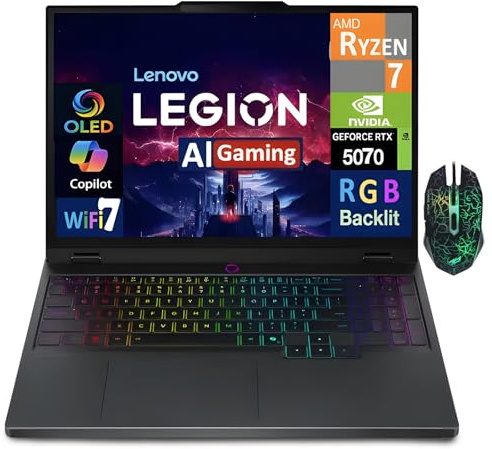 Lenovo Legion 5 Laptop, 15.1 OLED WQXGA 165HZ Gaming Laptop, AMD Ryzen AI 7 350 Laptop Computer, NVIDIA GeForce RTX 5070, 32GB DDR5 RAM 512GB SSD, RGB Backlit KB, Wi-Fi 7, Win 11 - Eclipse Black
