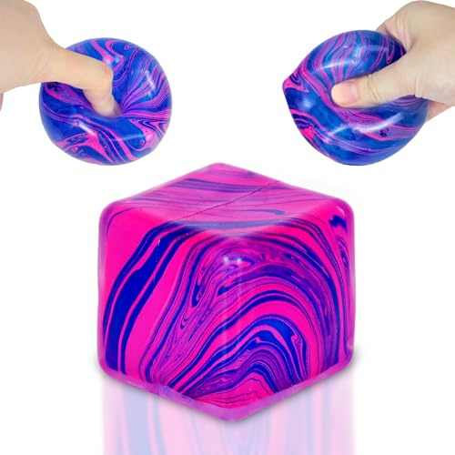 Squishy Fidget Toys Stress Cube, 1.97*1.97 Stress Balls for Kids Adults Stress Relief, Ice Squishy Cube Sugar Balls, Sensory Toys for Kids with Autism an danxiety Disorder(Purple)