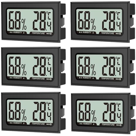 Luftfeuchtigkeitsmesser Thermometer Hygrometer Mini Digital Temperatur Raumthermometer für Innen Büro Wohnzimmer Schlafzimmer (6PCS)