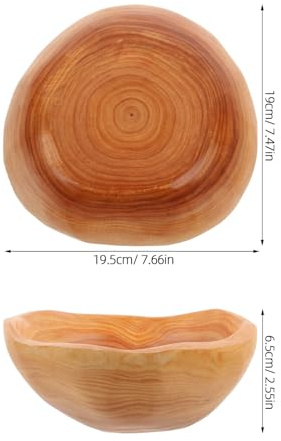 DIYEAH Bol Bois Irrégulier pour Service de Fruits et Snacks Plateau Décoratif Artisanal Bois Massif Bol Rustique Polyvalent pour Salade et Apéritif