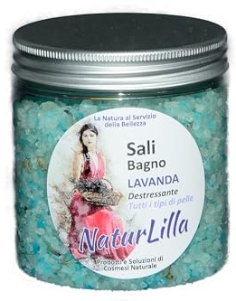 Centisia NaturLilla Sali da Bagno alla Lavanda 300 g – Cristalli di Sale Marino con Olio Essenziale di Lavanda, Aloe Vera e Olio d’Oliva – Rilassanti, Purificanti, Lenitivi – Aromaterapia