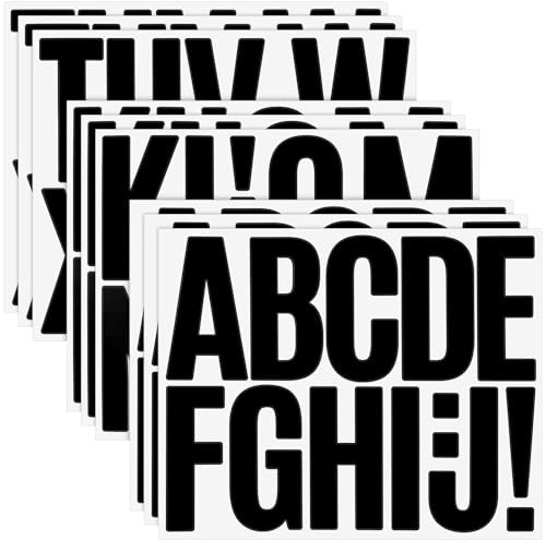 NISENTIA Buchstaben Aufkleber Groß, 108 Stück/9 Blatt Klebebuchstaben Groß Schwarz Sticker Buchstaben zum Aufkleben Gross 7,6 cm Alphabet Sticker Wetterfest für Outdoor Schilder Briefkästen Fenster Au