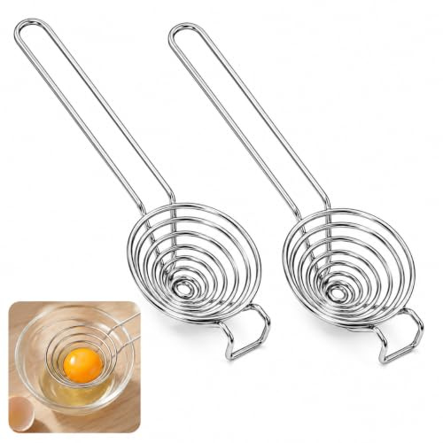 2 Pezzi Separatore per Uova in Acciaio Inox con Manici, Separatore Tuorlo e Albume, Egg Separator per Ciotola, Accessorio da Cucina