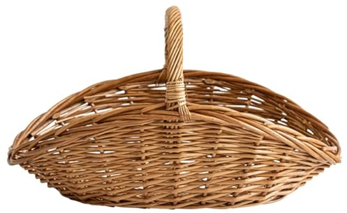 Brödkorgar för bord, oval organisatör 37 x 23 x 6 cm - med handtag stor naturlig rottingkorg för service - för frukt, produkter, mat, blommor, kök, bord, bordsdekoration, möten