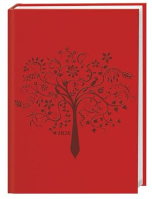Terminer A6, geprägt rot 2026: Roter Terminkalender mit geprägtem Kunstledereinband. Buch-Kalender mit Lesebändchen und Zitaten. Taschenkalender 2026 zum Planen von Terminen (Kalenderbücher Heye)