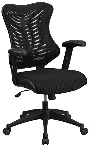 Flash Furniture Bürostuhl, ergonomisch, mit Netz-Rückenunterstützung, hoher Rückenlehne, höhenverstellbarem Sitz und feststellbarem Kipphebel, schwarz, 64 x 65 x 109 cm