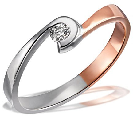 Goldmaid Damen-Ring 585 Rotgold rhodiniert Diamant (0.10 ct) weiß Brillantschliff Gr. 54 (17.2) - 4 Verlobungsring Diamantring