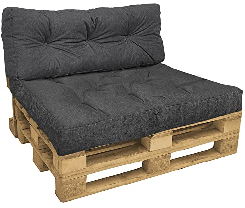VOUNOT Palettenkissen Set für Indoor und Outdoor, Palettenpolster Wasserdicht Palettensofa, Sitzkissen 120x80, Rückenkissen 120x40, Grau