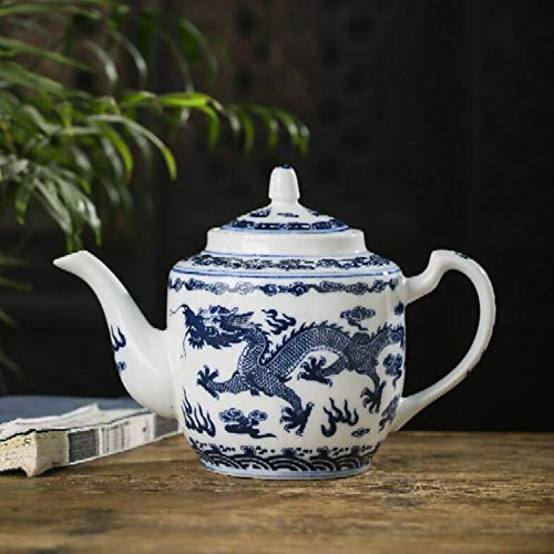Tetera china Jingdezhen pintada a mano antigua de alta capacidad de porcelana azul y blanca - NO.32