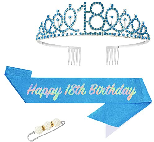 Banda y tiara de cumpleaños para niña, corona de cumpleaños y banda para ella, accesorios de fiesta de cumpleaños para niñas, juego de disfraz de corona de cumpleaños para niñas, regalos de cumpleaños