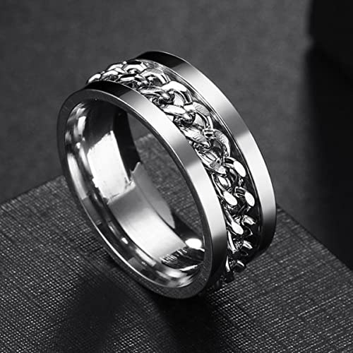 YAHOYA Ins Mode Frauen drehbare Kettenglied Männer Spinner Ring Edelstahl Herren's Titan Angst Fidget Korkenzieher Ring Geschenk