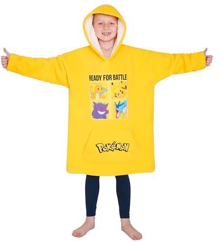Pokémon Sudadera Niño - Sudadera Manta con Capucha Talla Única, Batamanta Niño - Regalos Niño Navidad (Amarillo)