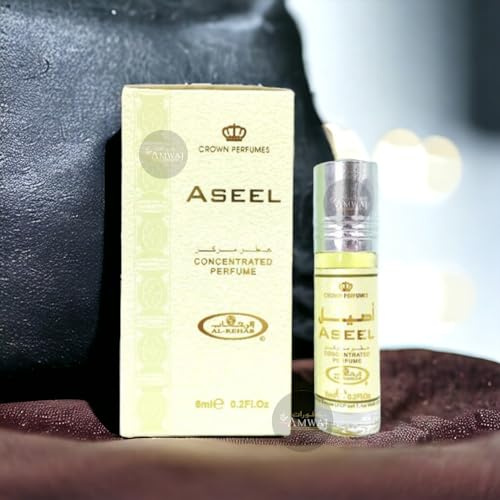Aseel 6ml Roll on Perfume features red rose, sandalwood, mint, vanilla, caramel, agarwood (oud) and saffron ideal for any occasion. Hafsa Arabian Fragrances Ltd