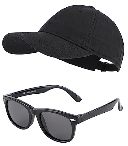 MK MATT KEELY baseballkeps pojkar flickor solglasögon barn 3–10 år set om 2 bomull snapback keps sommar solskydd tillbehör, svart, one size