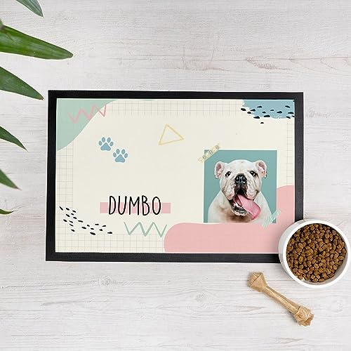 Wanapix | Tapis Gamelle Personnalisé pour Chat et Chien | Tapis de Bol avec Photo et Nom | Matériau Très Résistant/Antidérapante | Lavable en Machine | 60x40 cm | Scrapbooking