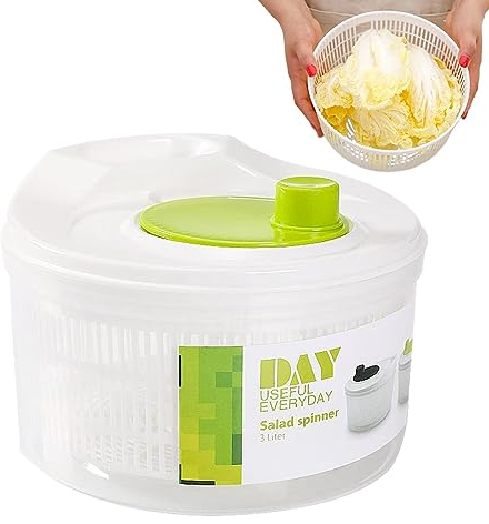 Aznever Centrifuga per lattuga - Innocuo essiccatore Manuale per Verdure Centrifuga per Insalata inodore | Centrifuga per Frutta Essiccatore per lattuga Disidratatore per cucine Sale da Pranzo