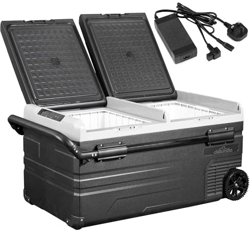 Dellonda 95L Portable Car Fridge, Freezer, 12/24/230V Dual Zone Compressor - DL135
