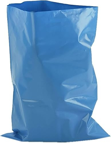 100 Pack Large Heavy Duty Extra Strong Blue Rubble Sacks, 50kg 60L Capacity, 20x30, 100 Micron, Builders DIY Garden Construction Waste Rubble Refuse Bin Bags