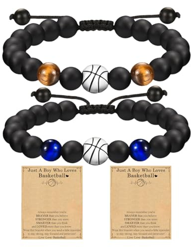 CHROMACRAFT 2 stycken basketarmband, pärlarmband, vänskapsarmband, justerbara armband, kreativ designarmband, presentarmband för pojkar, Einheitsgröße