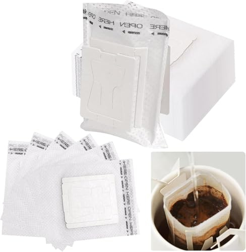 CUEMOON 100 Stück KaffeeFilter, Tragbare Kaffee-Papier-Filter Drip Coffee Bag mit Hängenden Ohr Filtertüten,Einweg Kaffee Tee Drip Filtertüten,für Tassen Home Office Camping Reisen