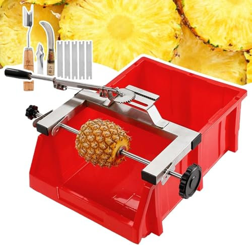 Annuod Herramienta para pelar piña, Kit de pelador de piña con desollador de piña de Acero Inoxidable, Herramienta en Forma de V, pelador de piñas, Cuchillo y Cuchillas, para Preparar trozos