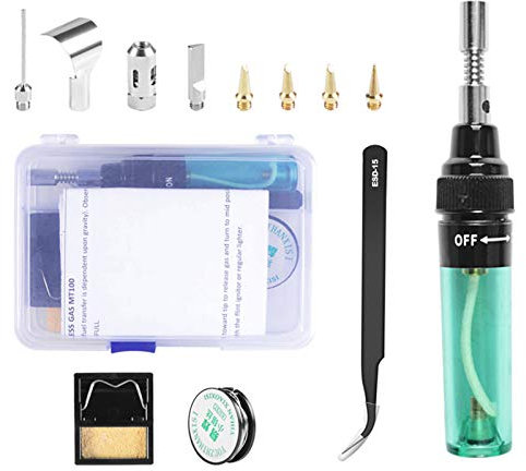T-100 - Saldatore a gas portatile, capacità 8 ml, temperatura regolabile, multifunzione, strumento di saldatura con accessori