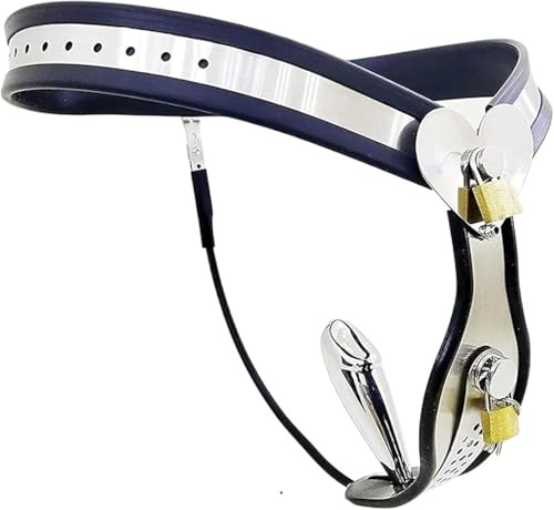 Tplkxurib Edelstahl Weibliche Keuschheitsgürtel mit Abnehmbar Vaginal Plug, Abschließbar Keuschheit Höschen SM Bondage Keuschheitskäfig Frau Fetisch Sklave Chastity Cage Sexspielzeug,Silber,70/80cm
