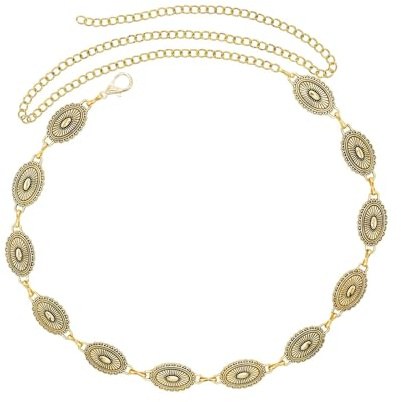 Pevlkawr Ceinture À Chaîne Pour Femme Ceinture Bohème en Métal Grande Taille Chaine Dorée Réglable Pour Tous Les Jours, Fête Ou Festiva, Robes, Jeans