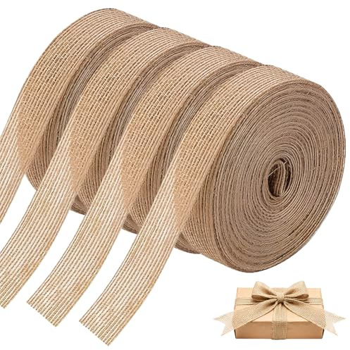 4 Rollen Juteband 2 CM Breit, Insgesamt 40 Meter, Jute Band, Geschenkband Jute, Vintage Und Elegantes Juteband Natur - Naturmaterial, Geeignet Für Diy-Bastelarbeiten Und Heimdekoration